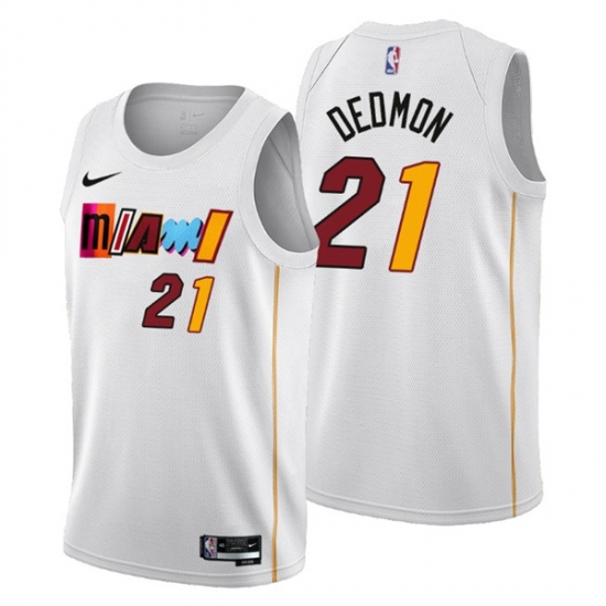 Men's Miami Heat #21 Dewayne Dedmon 2022-23 White City Edition Stitched Jersey Men's Miami Heat #21 Dewayne Dedmon 2022-23 White City Edition Stitched Jersey