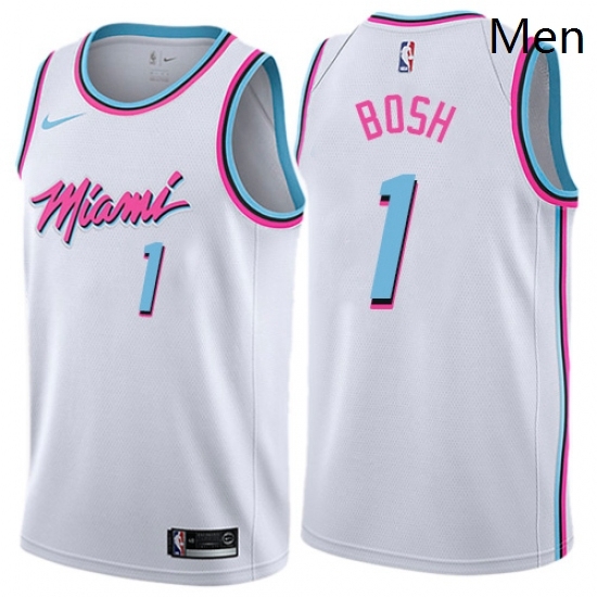 Mens Nike Miami Heat 1 Chris Bosh Swingman White NBA Jersey City Edition Mens Nike Miami Heat 1 Chris Bosh Swingman White NBA Jersey City Edition