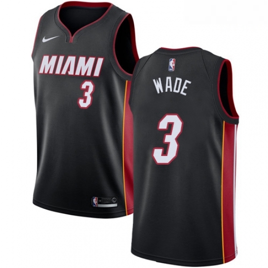 Mens Nike Miami Heat 3 Dwyane Wade Swingman Black Road NBA Jersey Icon Edition Mens Nike Miami Heat 3 Dwyane Wade Swingman Black Road NBA Jersey Icon Edition