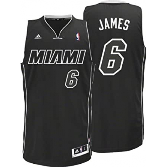 NBA Men's Miami Heat LeBron James Black-Black-White Swingman Jersey NBA Men's Miami Heat LeBron James Black-Black-White Swingman Jersey