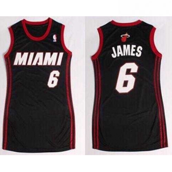 Women NBA Heat 6 LeBron James Black Dress NBA Jersey Women NBA Heat 6 LeBron James Black Dress NBA Jersey