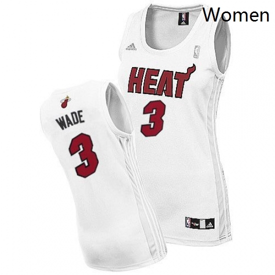 Womens Adidas Miami Heat 3 Dwyane Wade Swingman White Home NBA Jersey Womens Adidas Miami Heat 3 Dwyane Wade Swingman White Home NBA Jersey