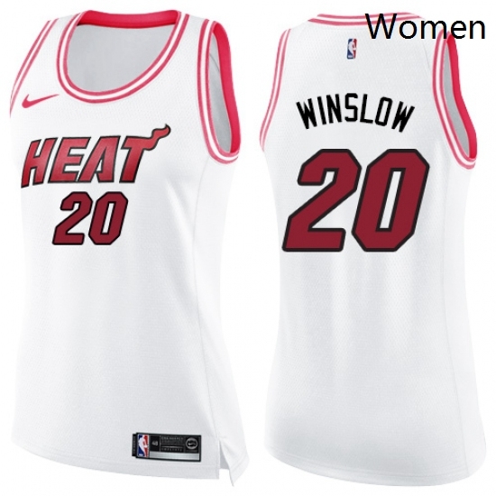 Womens Nike Miami Heat 20 Justise Winslow Swingman WhitePink Fashion NBA Jersey Womens Nike Miami Heat 20 Justise Winslow Swingman WhitePink Fashion NBA Jersey