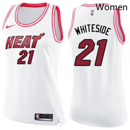 Womens Nike Miami Heat 21 Hassan Whiteside Swingman WhitePink Fashion NBA Jersey Womens Nike Miami Heat 21 Hassan Whiteside Swingman WhitePink Fashion NBA Jersey
