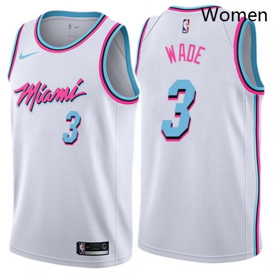 Womens Nike Miami Heat 3 Dwyane Wade Swingman White NBA Jersey City Edition Womens Nike Miami Heat 3 Dwyane Wade Swingman White NBA Jersey City Edition