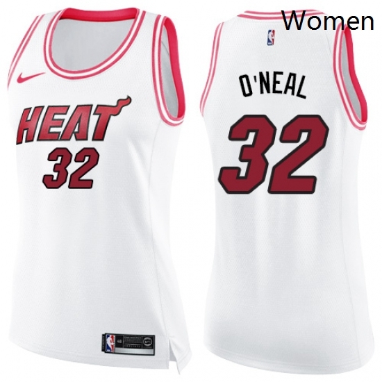 Womens Nike Miami Heat 32 Shaquille ONeal Swingman WhitePink Fashion NBA Jersey Womens Nike Miami Heat 32 Shaquille ONeal Swingman WhitePink Fashion NBA Jersey