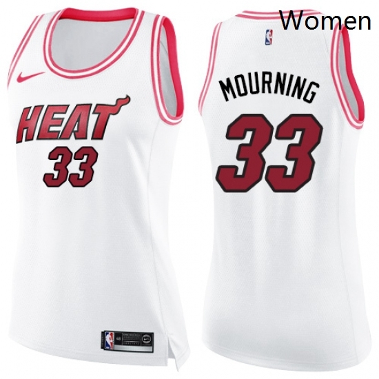 Womens Nike Miami Heat 33 Alonzo Mourning Swingman WhitePink Fashion NBA Jersey Womens Nike Miami Heat 33 Alonzo Mourning Swingman WhitePink Fashion NBA Jersey