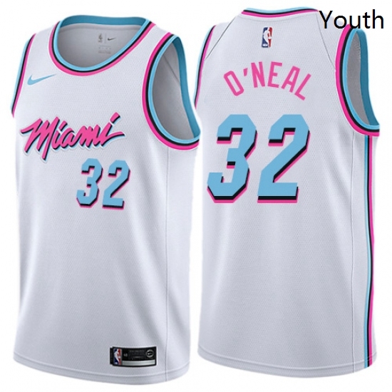 Youth Nike Miami Heat 32 Shaquille ONeal Swingman White NBA Jersey City Edition Youth Nike Miami Heat 32 Shaquille ONeal Swingman White NBA Jersey City Edition