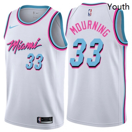 Youth Nike Miami Heat 33 Alonzo Mourning Swingman White NBA Jersey City Edition Youth Nike Miami Heat 33 Alonzo Mourning Swingman White NBA Jersey City Edition