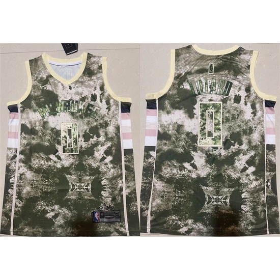 Men Milwaukee Bucks 0 Damian Lillard Green White Stitched Basketball Jersey Men Milwaukee Bucks 0 Damian Lillard Green White Stitched Basketball Jersey