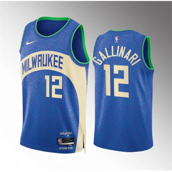 Men Milwaukee Bucks 12 Danilo Gallinari 2023 24 Blue City Edition Stitched Basketball Jersey Men Milwaukee Bucks 12 Danilo Gallinari 2023 24 Blue City Edition Stitched Basketball Jersey