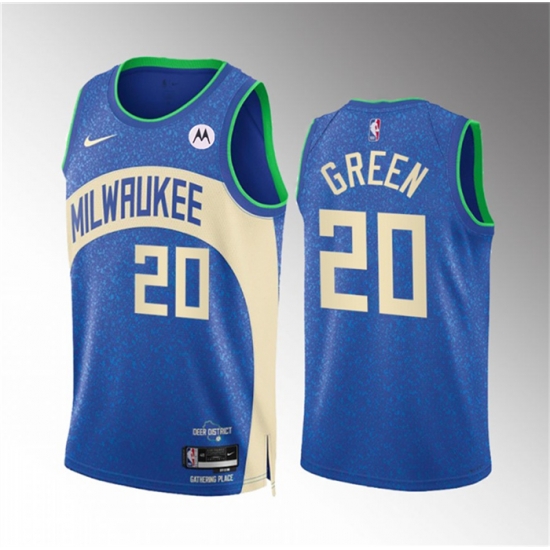 Men Milwaukee Bucks 20 A J Green 2023 24 Blue City Edition Stitched Basketball Jersey Men Milwaukee Bucks 20 A J Green 2023 24 Blue City Edition Stitched Basketball Jersey