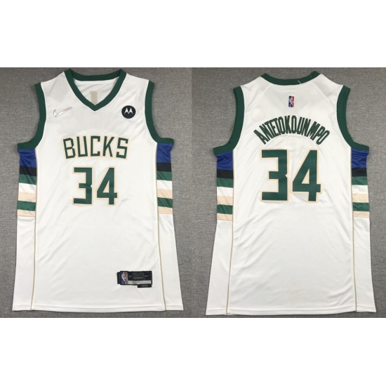 Men Milwaukee Bucks 34 Giannis AntetokounWhite 2021 City Edition Stitched Jersey Men Milwaukee Bucks 34 Giannis AntetokounWhite 2021 City Edition Stitched Jersey