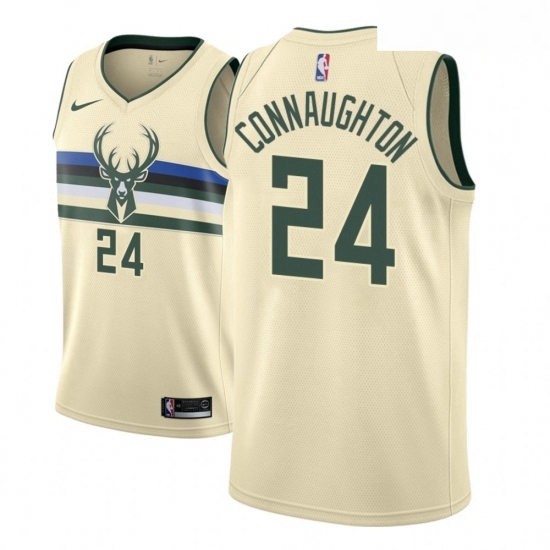 Men NBA 2018 19 Milwaukee Bucks 24 Pat Connaughton City Edition Cream Jersey Men NBA 2018 19 Milwaukee Bucks 24 Pat Connaughton City Edition Cream Jersey
