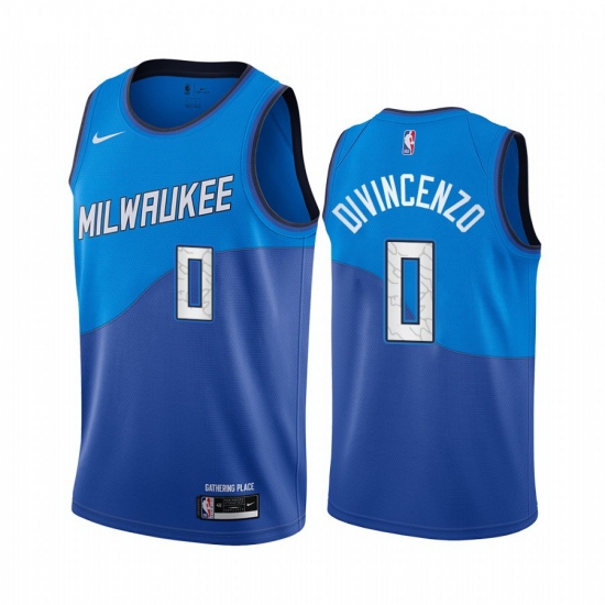 Men Nike Milwaukee Bucks 0 Donte Divincenzo Blue NBA Swingman 2020 21 City Edition Jersey Men Nike Milwaukee Bucks 0 Donte Divincenzo Blue NBA Swingman 2020 21 City Edition Jersey