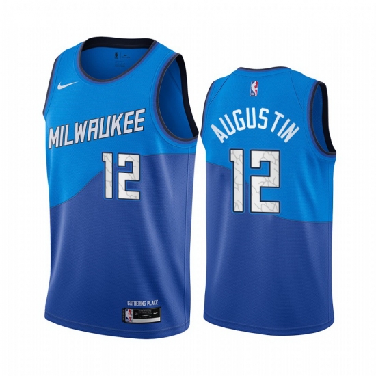 Men Nike Milwaukee Bucks 12 D J Augustin Blue NBA Swingman 2020 21 City Edition Jersey Men Nike Milwaukee Bucks 12 D J Augustin Blue NBA Swingman 2020 21 City Edition Jersey