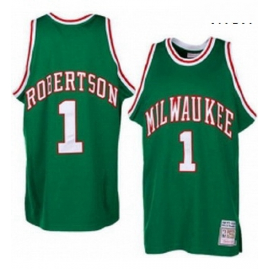 Mens Adidas Milwaukee Bucks 1 Oscar Robertson Authentic Green Throwback NBA Jersey Mens Adidas Milwaukee Bucks 1 Oscar Robertson Authentic Green Throwback NBA Jersey