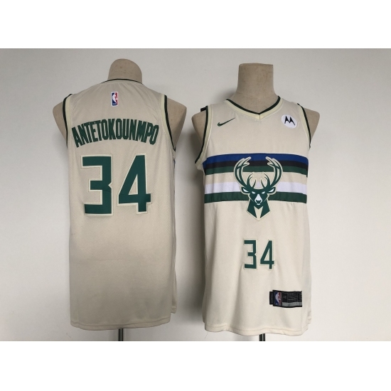 Men's Milwaukee Bucks #34 Giannis Antetokounmpo Swingman Cream City Player Jersey Men's Milwaukee Bucks #34 Giannis Antetokounmpo Swingman Cream City Player Jersey