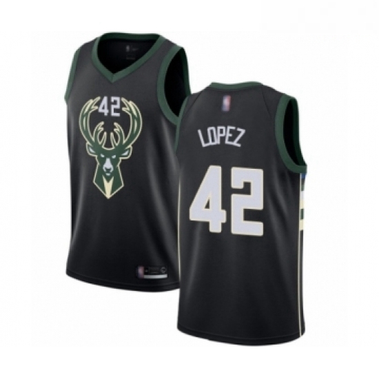 Mens Milwaukee Bucks 42 Robin Lopez Authentic Black Basketball Jersey Statement Edition Mens Milwaukee Bucks 42 Robin Lopez Authentic Black Basketball Jersey Statement Edition