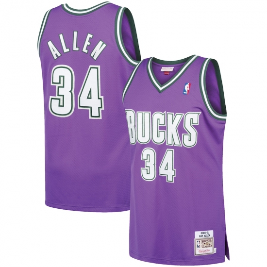 Men's Milwaukee Bucks Ray Allen Mitchell & Ness Purple NBA Jersey Men's Milwaukee Bucks Ray Allen Mitchell & Ness Purple NBA Jersey