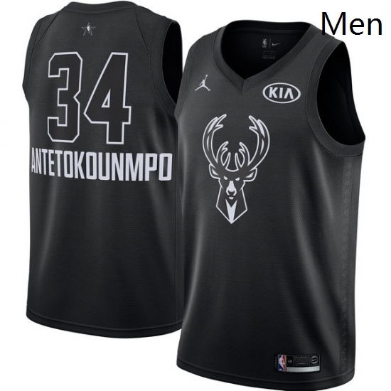 Mens Nike Jordan Milwaukee Bucks 34 Giannis Antetokounmpo Swingman Black 2018 All Star Game NBA Jersey Mens Nike Jordan Milwaukee Bucks 34 Giannis Antetokounmpo Swingman Black 2018 All Star Game NBA Jersey