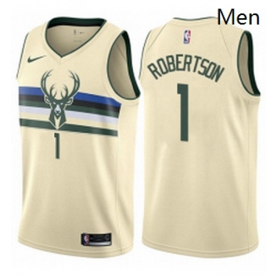 Mens Nike Milwaukee Bucks 1 Oscar Robertson Authentic Cream NBA Jersey City Edition Mens Nike Milwaukee Bucks 1 Oscar Robertson Authentic Cream NBA Jersey City Edition