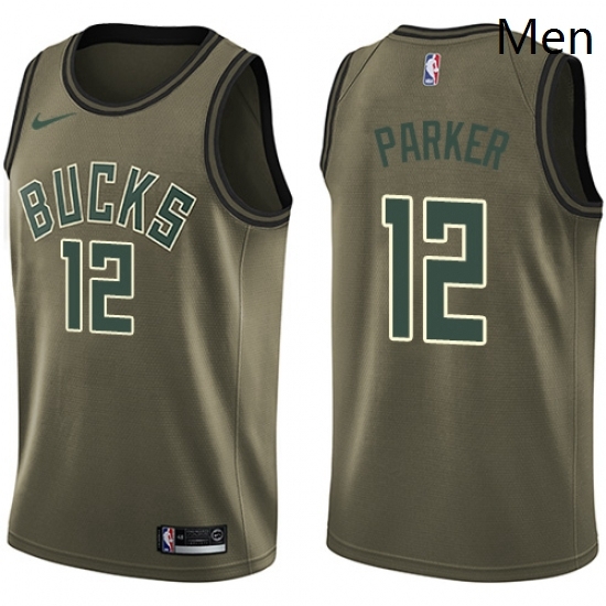 Mens Nike Milwaukee Bucks 12 Jabari Parker Swingman Green Salute to Service NBA Jersey Mens Nike Milwaukee Bucks 12 Jabari Parker Swingman Green Salute to Service NBA Jersey