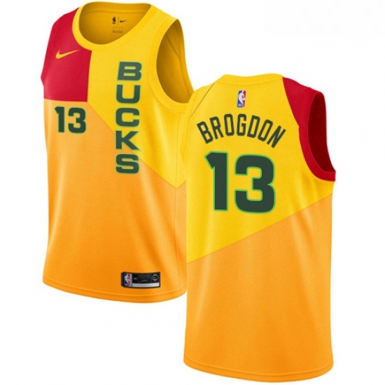 Mens Nike Milwaukee Bucks 13 Malcolm Brogdon Swingman Yellow NBA Jersey City Edition Mens Nike Milwaukee Bucks 13 Malcolm Brogdon Swingman Yellow NBA Jersey City Edition