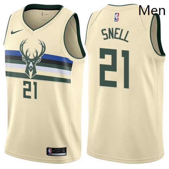 Mens Nike Milwaukee Bucks 21 Tony Snell Swingman Cream NBA Jersey City Edition Mens Nike Milwaukee Bucks 21 Tony Snell Swingman Cream NBA Jersey City Edition