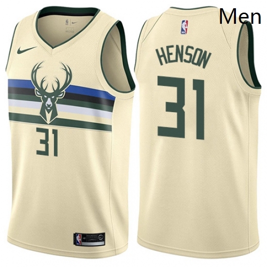 Mens Nike Milwaukee Bucks 31 John Henson Swingman Cream NBA Jersey City Edition Mens Nike Milwaukee Bucks 31 John Henson Swingman Cream NBA Jersey City Edition
