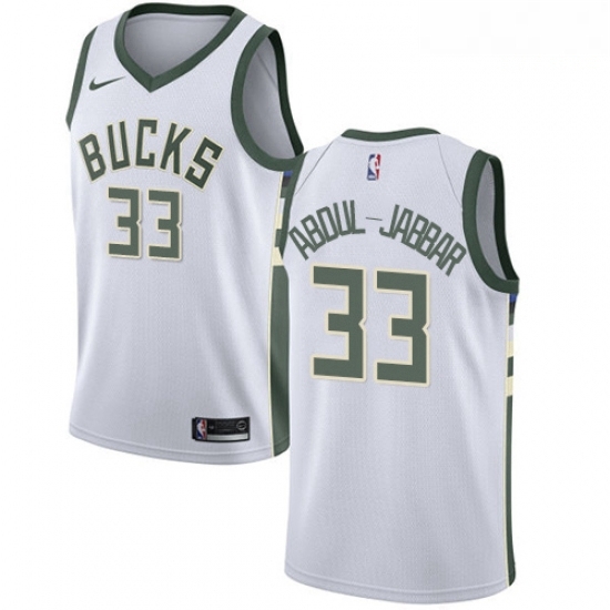 Mens Nike Milwaukee Bucks 33 Kareem Abdul Jabbar Authentic White Home NBA Jersey Association Edition Mens Nike Milwaukee Bucks 33 Kareem Abdul Jabbar Authentic White Home NBA Jersey Association Edition