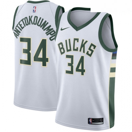 Mens Nike Milwaukee Bucks 34 Giannis Antetokounmpo Authentic White Home NBA Jersey Association Edition Mens Nike Milwaukee Bucks 34 Giannis Antetokounmpo Authentic White Home NBA Jersey Association Edition
