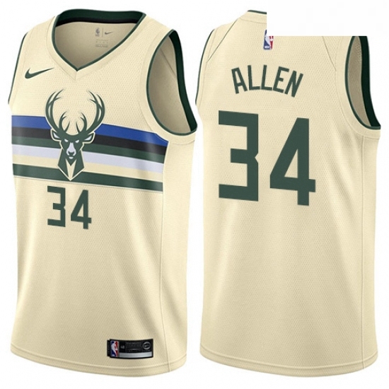 Mens Nike Milwaukee Bucks 34 Ray Allen Authentic Cream NBA Jersey City Edition Mens Nike Milwaukee Bucks 34 Ray Allen Authentic Cream NBA Jersey City Edition