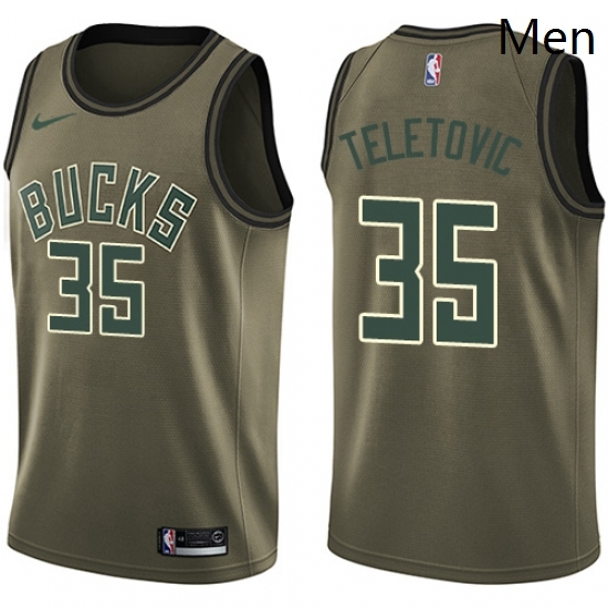 Mens Nike Milwaukee Bucks 35 Mirza Teletovic Swingman Green Salute to Service NBA Jersey Mens Nike Milwaukee Bucks 35 Mirza Teletovic Swingman Green Salute to Service NBA Jersey