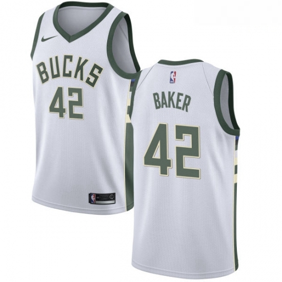 Mens Nike Milwaukee Bucks 42 Vin Baker Authentic White Home NBA Jersey Association Edition Mens Nike Milwaukee Bucks 42 Vin Baker Authentic White Home NBA Jersey Association Edition