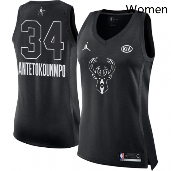 Womens Nike Jordan Milwaukee Bucks 34 Giannis Antetokounmpo Swingman Black 2018 All Star Game NBA Jersey Womens Nike Jordan Milwaukee Bucks 34 Giannis Antetokounmpo Swingman Black 2018 All Star Game NBA Jersey