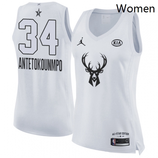 Womens Nike Jordan Milwaukee Bucks 34 Giannis Antetokounmpo Swingman White 2018 All Star Game NBA Jersey Womens Nike Jordan Milwaukee Bucks 34 Giannis Antetokounmpo Swingman White 2018 All Star Game NBA Jersey