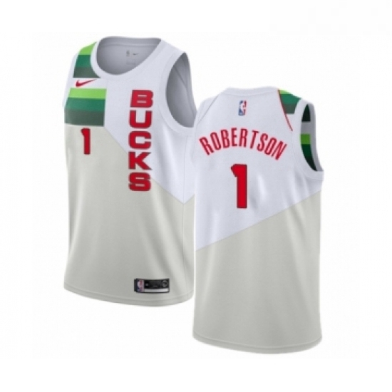 Womens Nike Milwaukee Bucks 1 Oscar Robertson White Swingman Jersey Earned Edition Womens Nike Milwaukee Bucks 1 Oscar Robertson White Swingman Jersey Earned Edition