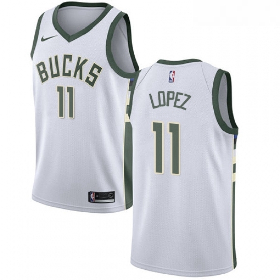 Womens Nike Milwaukee Bucks 11 Brook Lopez Swingman White NBA Jersey Association Edition Womens Nike Milwaukee Bucks 11 Brook Lopez Swingman White NBA Jersey Association Edition