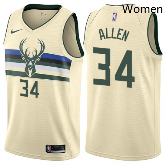Womens Nike Milwaukee Bucks 34 Ray Allen Swingman Cream NBA Jersey City Edition Womens Nike Milwaukee Bucks 34 Ray Allen Swingman Cream NBA Jersey City Edition