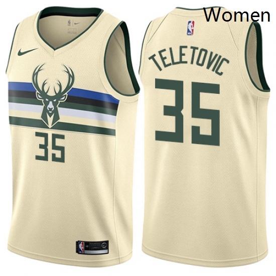 Womens Nike Milwaukee Bucks 35 Mirza Teletovic Swingman Cream NBA Jersey City Edition Womens Nike Milwaukee Bucks 35 Mirza Teletovic Swingman Cream NBA Jersey City Edition