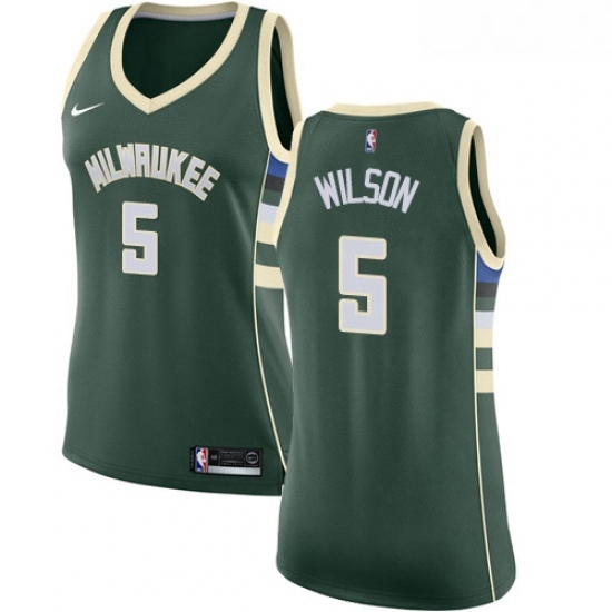 Womens Nike Milwaukee Bucks 5 D J Wilson Authentic Green Road NBA Jersey Icon Edition Womens Nike Milwaukee Bucks 5 D J Wilson Authentic Green Road NBA Jersey Icon Edition