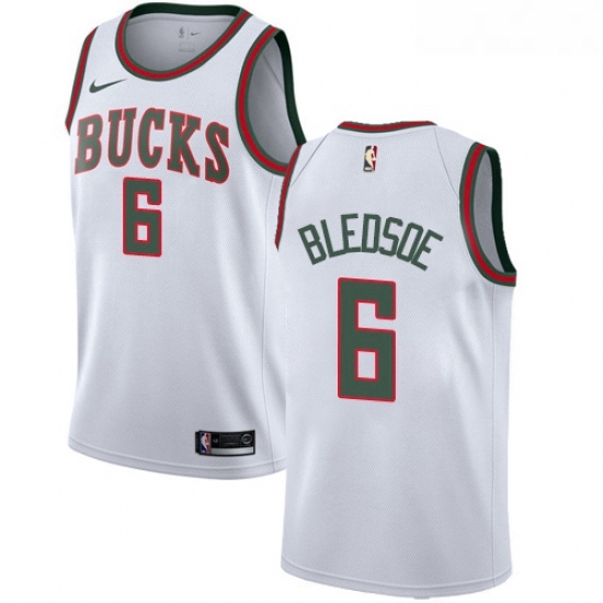 Womens Nike Milwaukee Bucks 6 Eric Bledsoe Swingman White Fashion Hardwood Classics NBA Jersey 
