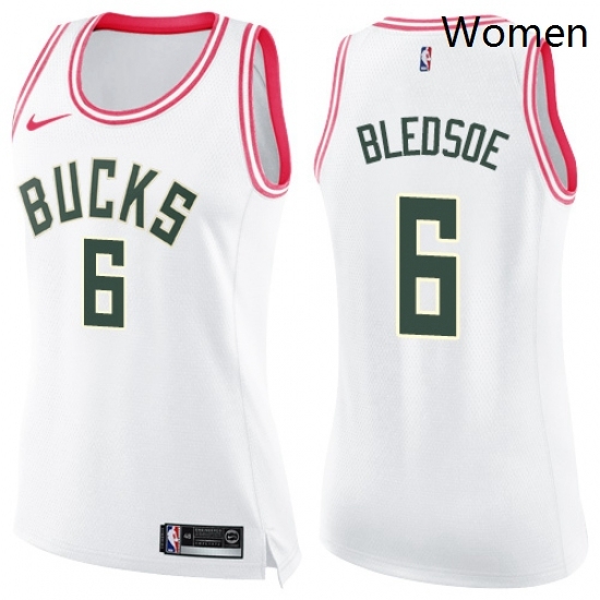Womens Nike Milwaukee Bucks 6 Eric Bledsoe Swingman WhitePink Fashion NBA Jersey Womens Nike Milwaukee Bucks 6 Eric Bledsoe Swingman WhitePink Fashion NBA Jersey