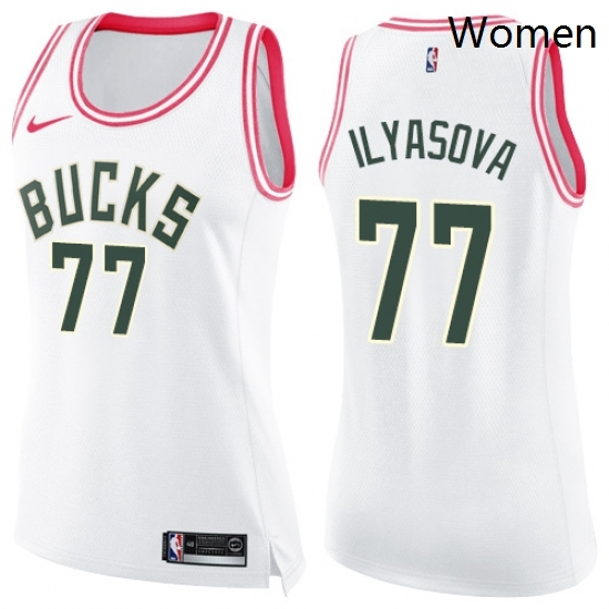 Womens Nike Milwaukee Bucks 77 Ersan Ilyasova Swingman White Pink Fashion NBA Jersey Womens Nike Milwaukee Bucks 77 Ersan Ilyasova Swingman White Pink Fashion NBA Jersey