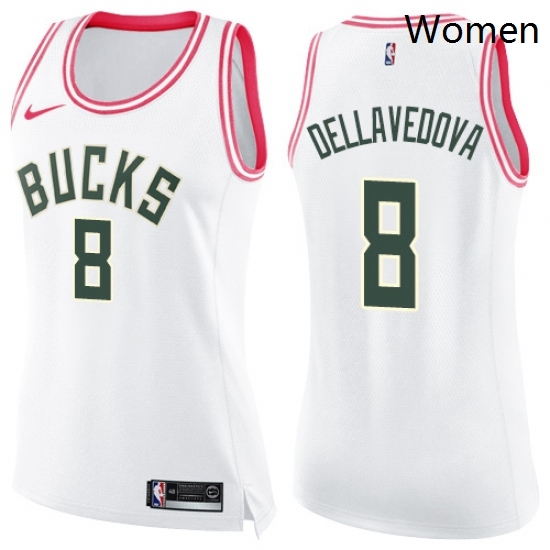 Womens Nike Milwaukee Bucks 8 Matthew Dellavedova Swingman WhitePink Fashion NBA Jersey Womens Nike Milwaukee Bucks 8 Matthew Dellavedova Swingman WhitePink Fashion NBA Jersey