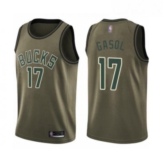 Youth Milwaukee Bucks 17 Pau Gasol Swingman Green Salute to Service Basketball Jersey Youth Milwaukee Bucks 17 Pau Gasol Swingman Green Salute to Service Basketball Jersey