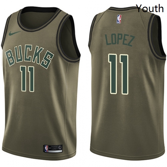Youth Nike Milwaukee Bucks 11 Brook Lopez Swingman Green Salute to Service NBA Jersey Youth Nike Milwaukee Bucks 11 Brook Lopez Swingman Green Salute to Service NBA Jersey