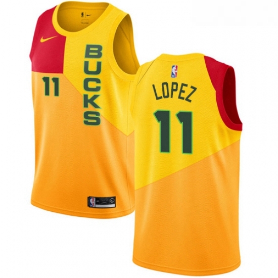 Youth Nike Milwaukee Bucks 11 Brook Lopez Swingman Yellow NBA Jersey City Edition Youth Nike Milwaukee Bucks 11 Brook Lopez Swingman Yellow NBA Jersey City Edition