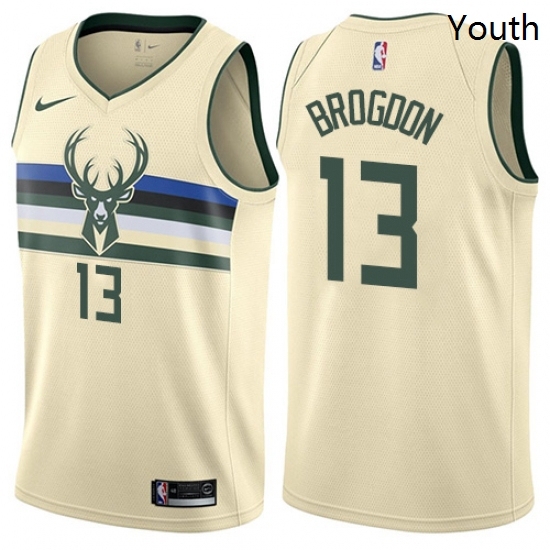 Youth Nike Milwaukee Bucks 13 Malcolm Brogdon Swingman Cream NBA Jersey City Edition Youth Nike Milwaukee Bucks 13 Malcolm Brogdon Swingman Cream NBA Jersey City Edition